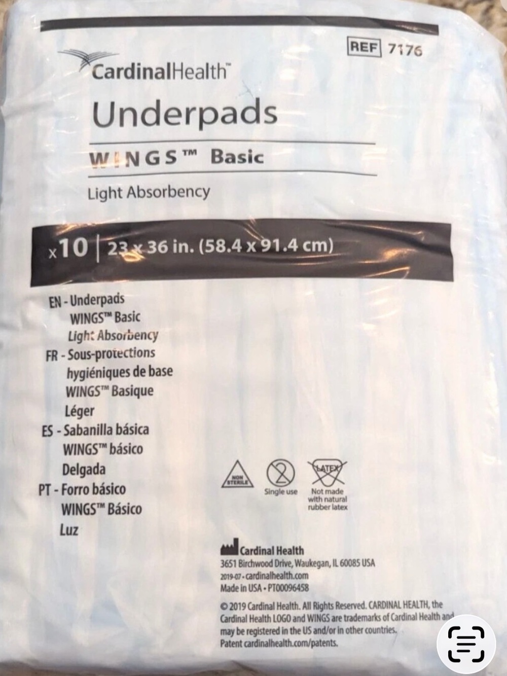 Cardinal Health Underpads Wings Basic 10 Pack 23” x 36” 7176 NEW Sealed